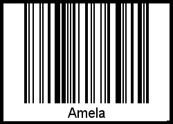 Der Voname Amela als Barcode und QR-Code