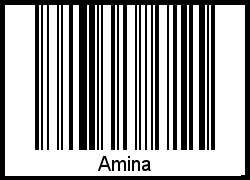 Der Voname Amina als Barcode und QR-Code