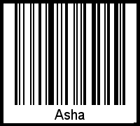 Barcode des Vornamen Asha