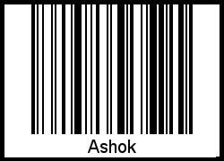 Der Voname Ashok als Barcode und QR-Code