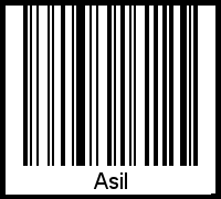 Der Voname Asil als Barcode und QR-Code