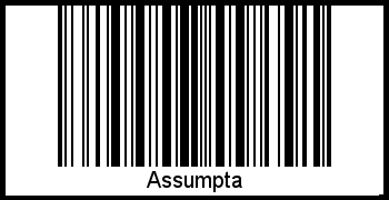 Der Voname Assumpta als Barcode und QR-Code