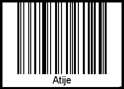Der Voname Atije als Barcode und QR-Code