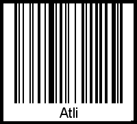 Der Voname Atli als Barcode und QR-Code