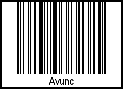 Der Voname Avunc als Barcode und QR-Code
