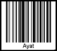Der Voname Ayat als Barcode und QR-Code
