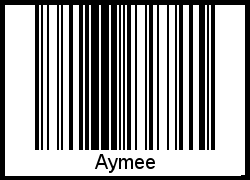 Der Voname Aymee als Barcode und QR-Code