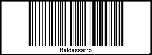 Der Voname Baldassarro als Barcode und QR-Code