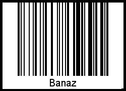 Der Voname Banaz als Barcode und QR-Code