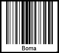 Der Voname Boma als Barcode und QR-Code