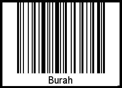 Der Voname Burah als Barcode und QR-Code