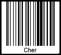 Der Voname Cher als Barcode und QR-Code