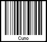 Der Voname Cuno als Barcode und QR-Code