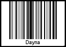 Der Voname Dayna als Barcode und QR-Code