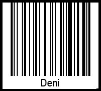 Der Voname Deni als Barcode und QR-Code