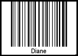 Der Voname Diane als Barcode und QR-Code