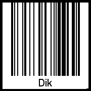 Der Voname Dik als Barcode und QR-Code