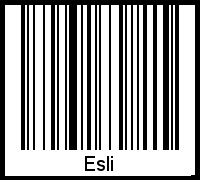 Der Voname Esli als Barcode und QR-Code