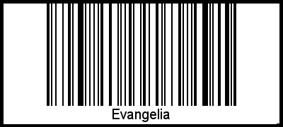 Der Voname Evangelia als Barcode und QR-Code