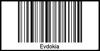 Der Voname Evdokia als Barcode und QR-Code