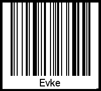 Der Voname Evke als Barcode und QR-Code