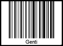 Der Voname Genti als Barcode und QR-Code