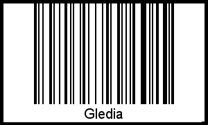 Der Voname Gledia als Barcode und QR-Code