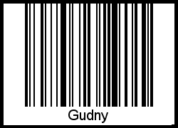 Der Voname Gudny als Barcode und QR-Code