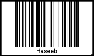 Der Voname Haseeb als Barcode und QR-Code