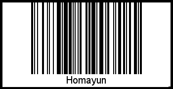 Der Voname Homayun als Barcode und QR-Code
