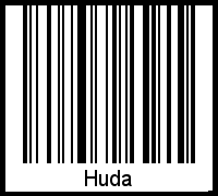 Der Voname Huda als Barcode und QR-Code