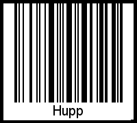 Hupp als Barcode und QR-Code