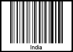 Der Voname India als Barcode und QR-Code