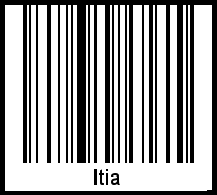 Der Voname Itia als Barcode und QR-Code