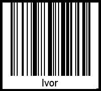 Der Voname Ivor als Barcode und QR-Code