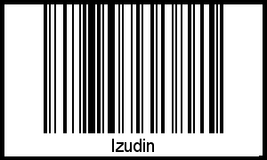 Der Voname Izudin als Barcode und QR-Code