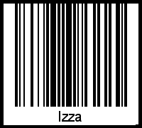 Der Voname Izza als Barcode und QR-Code