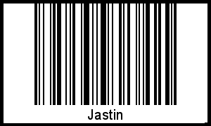 Der Voname Jastin als Barcode und QR-Code