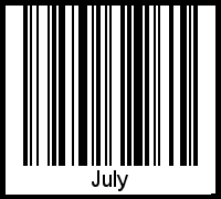 Der Voname July als Barcode und QR-Code