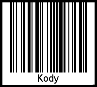 Der Voname Kody als Barcode und QR-Code