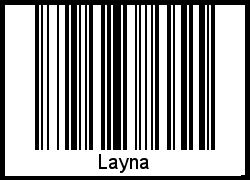 Der Voname Layna als Barcode und QR-Code