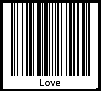 Der Voname Love als Barcode und QR-Code