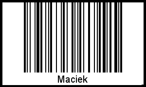 Der Voname Maciek als Barcode und QR-Code
