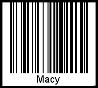 Der Voname Macy als Barcode und QR-Code