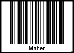 Der Voname Maher als Barcode und QR-Code