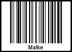 Der Voname Malke als Barcode und QR-Code