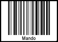 Der Voname Mando als Barcode und QR-Code