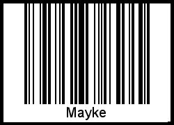 Mayke als Barcode und QR-Code