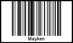 Der Voname Mayken als Barcode und QR-Code