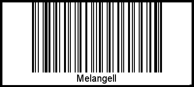 Melangell als Barcode und QR-Code